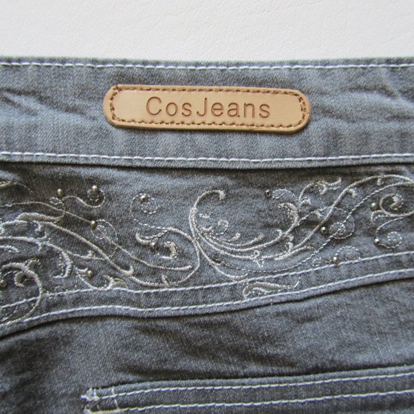 New Women’s COS Jeans Med Rise Gray Embroidered Flap Pockets Jeans size 10 - Picture 10 of 12